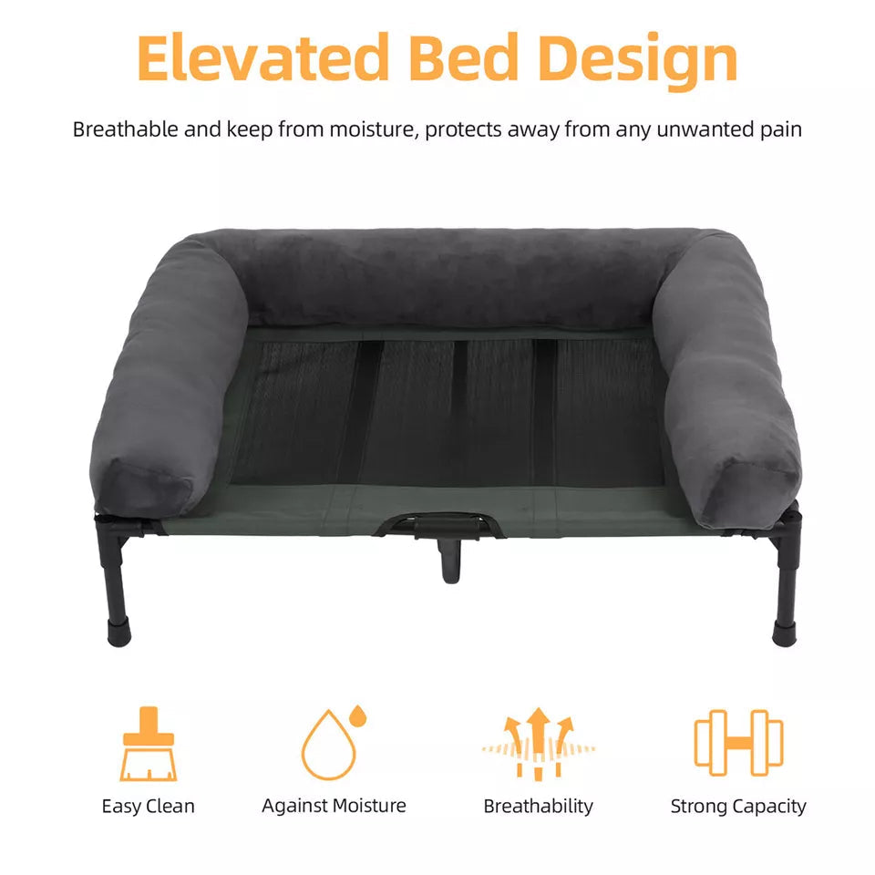 Dog Training Aids: P&P Pet Cot with Bolster Support and Breathable Mesh Design for Dogs to Lounge