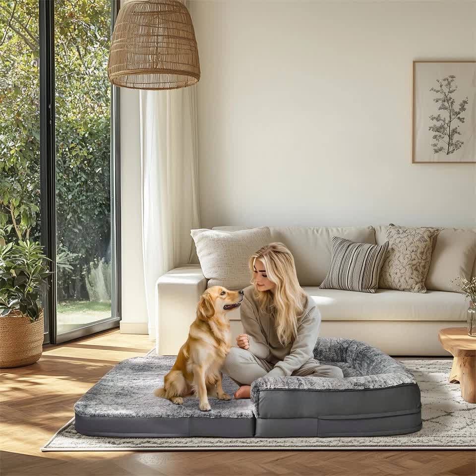 Dog Beds: XL Human Sized Dog Bed Foldable Orthopedic Pet Dog Sofa Couch Comfy Big Bean Bed