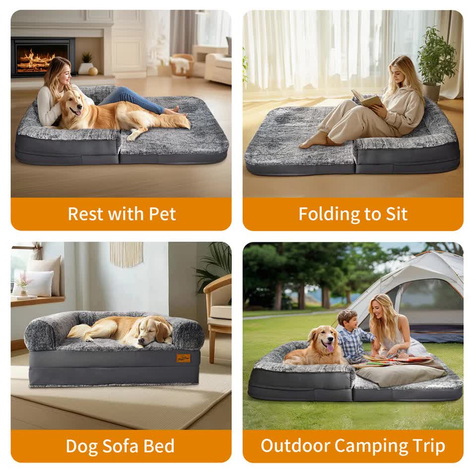 Dog Beds: XL Human Sized Dog Bed Foldable Orthopedic Pet Dog Sofa Couch Comfy Big Bean Bed