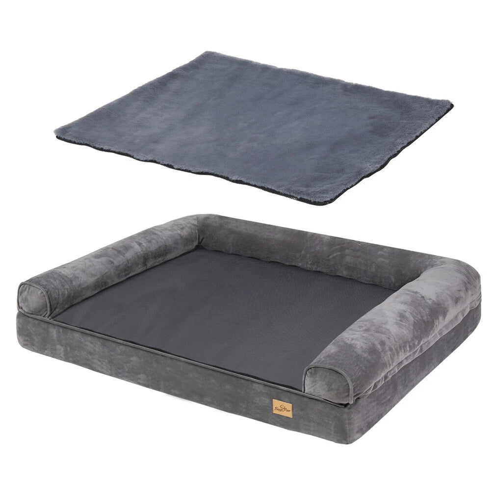 Dog Beds: Deluxe Plush Orthopedic Dog Bed XXL - Waterproof Bolstered Sofa Bed for Large Dogs with Removable Washable Cover