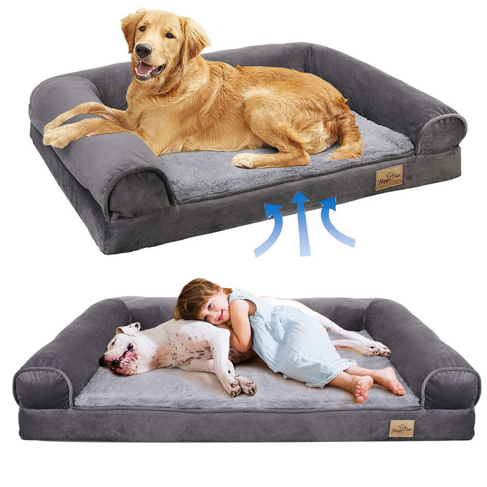 Dog Beds: Orthopedic Dog Bed with Bolster Comfort Mattress
