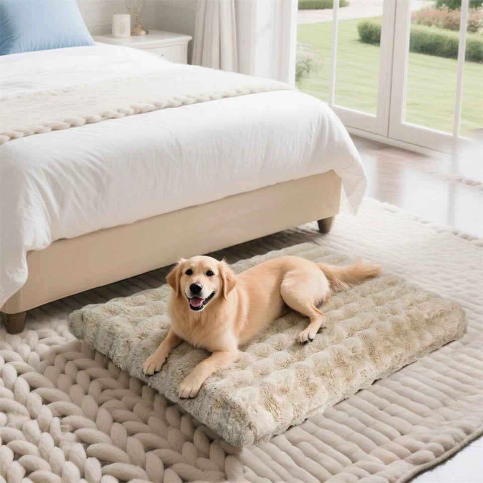 Plush Pet Bed with Non Slip Base and Removable Cover