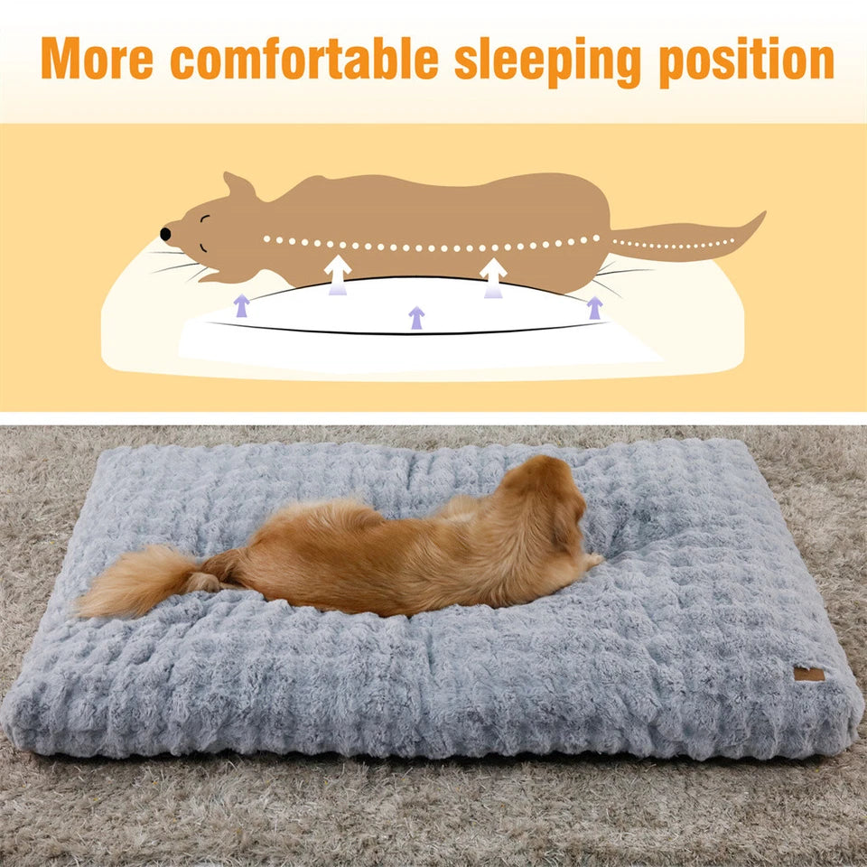 Plush Pet Bed with Non Slip Base and Removable Cover