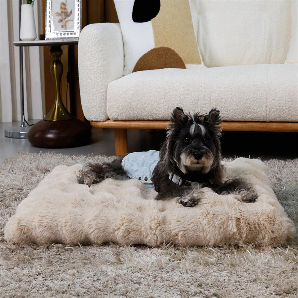 Dog Beds: Plush Dog Crate Bed with Non Slip Base and Removable Cover