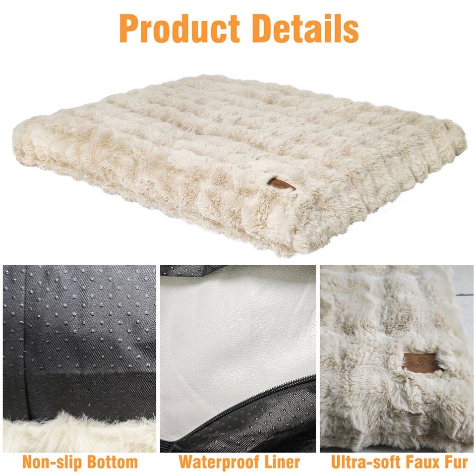 Dog Beds: Plush Dog Crate Bed with Non Slip Base and Removable Cover