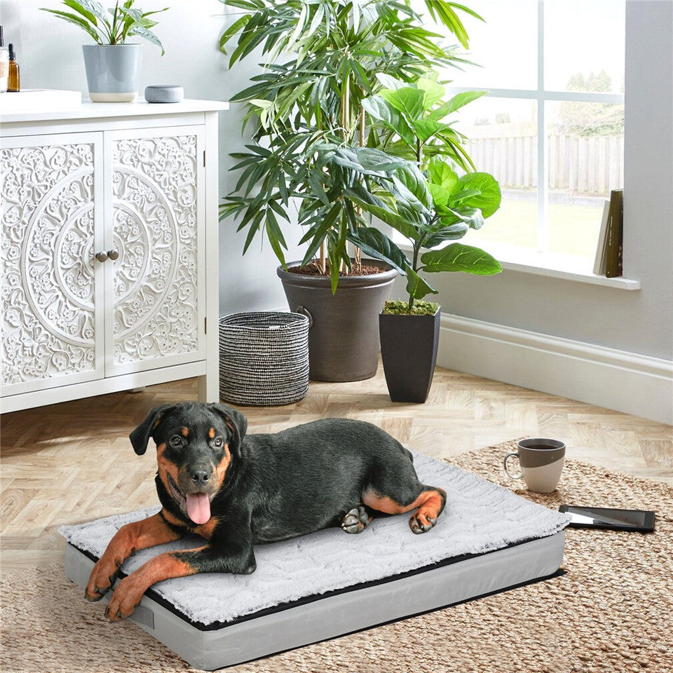 Dog Beds: Soft Washable Dog Bed with Anti-Slip Crate Mat