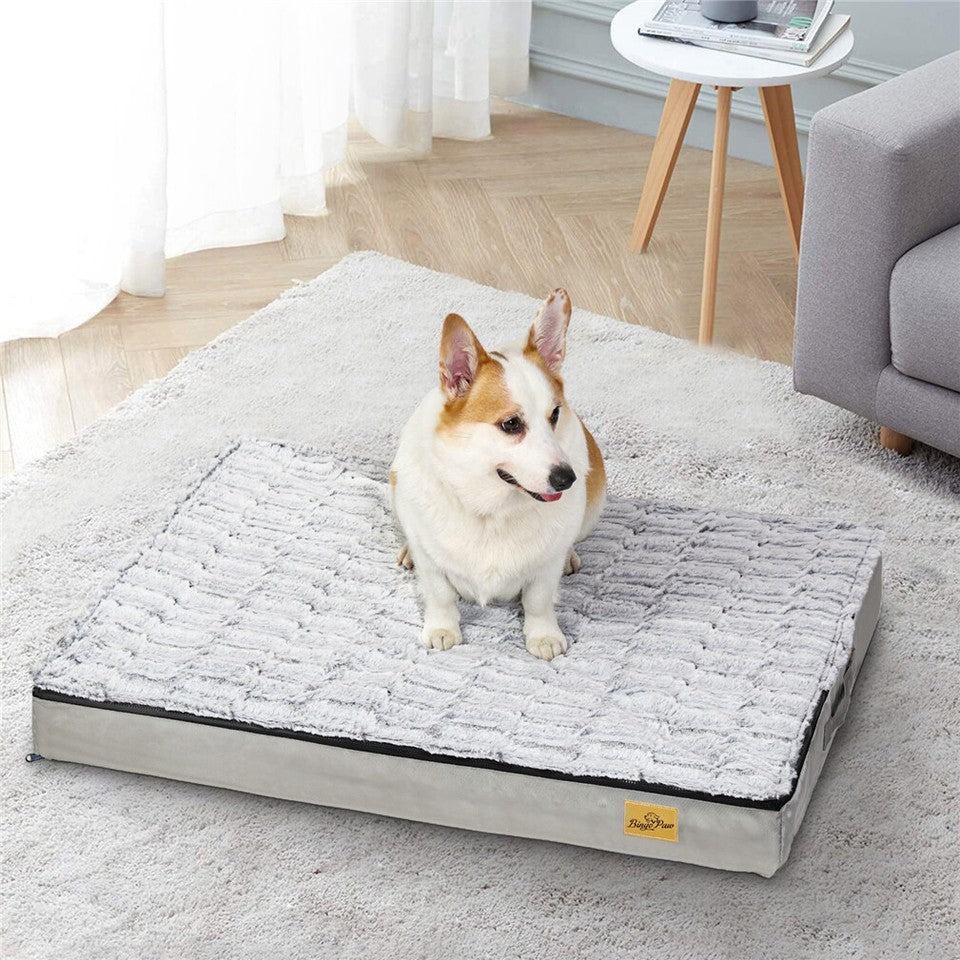 Dog Beds: Soft Washable Dog Bed with Anti-Slip Crate Mat