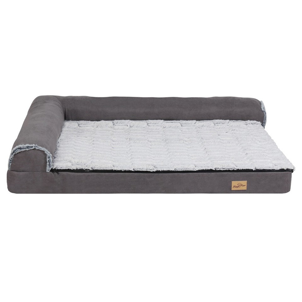 Dog Beds: L-Shaped Dog Bed with Bolstered Cushion & Neck Care