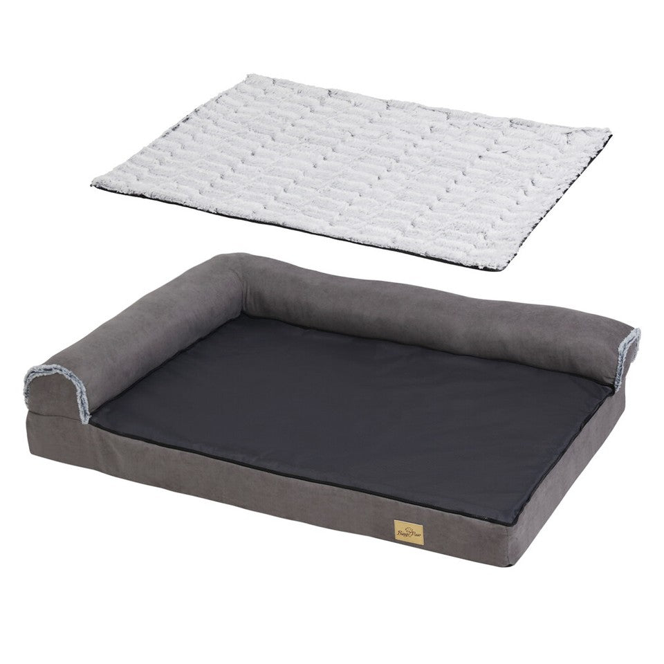 Dog Beds: L-Shaped Dog Bed with Bolstered Cushion & Neck Care