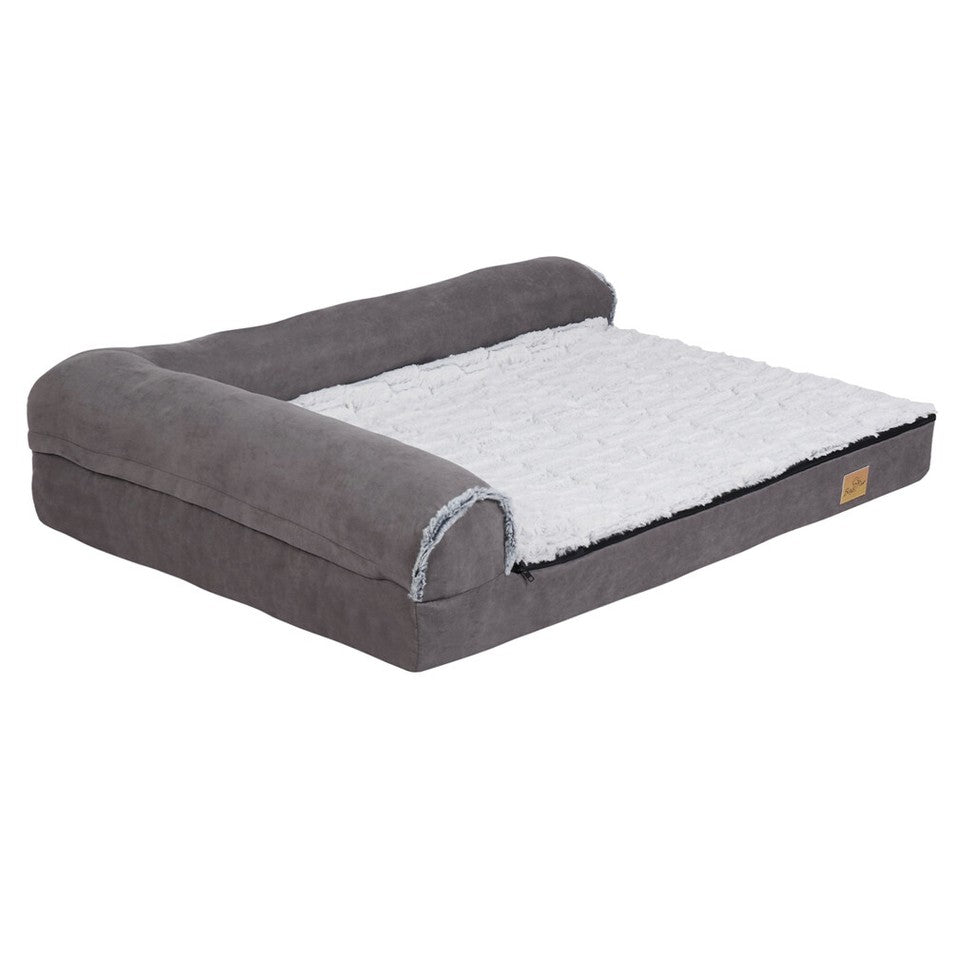 Dog Beds: L-Shaped Dog Bed with Bolstered Cushion & Neck Care