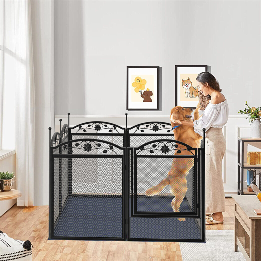 Dog Playpens & Gates: Fin Heavy Duty Dog Play Pen Enclosure Whelping Cage With Fertility Mat Puppy Playpen