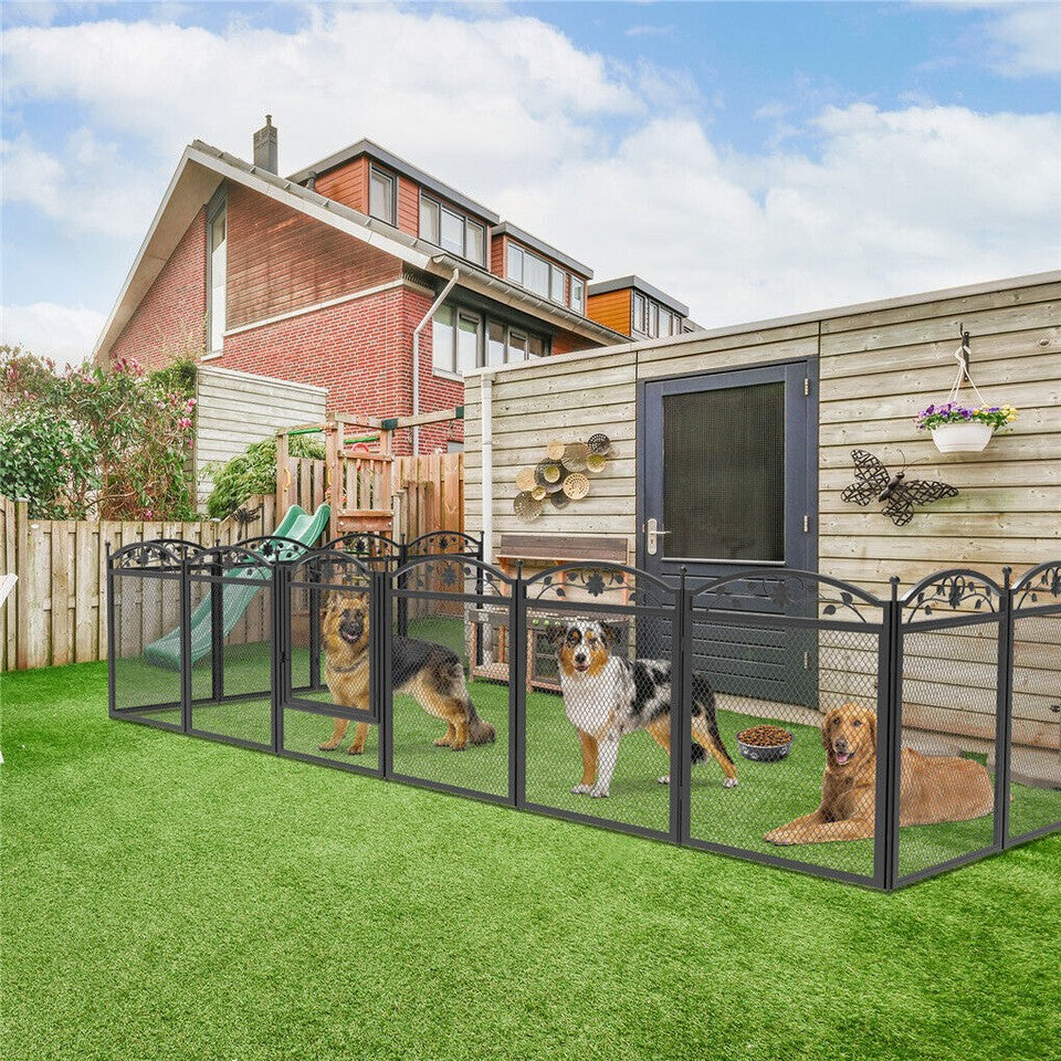 Dog Playpens & Gates: Fin Heavy Duty Dog Play Pen Enclosure Whelping Cage With Fertility Mat Puppy Playpen