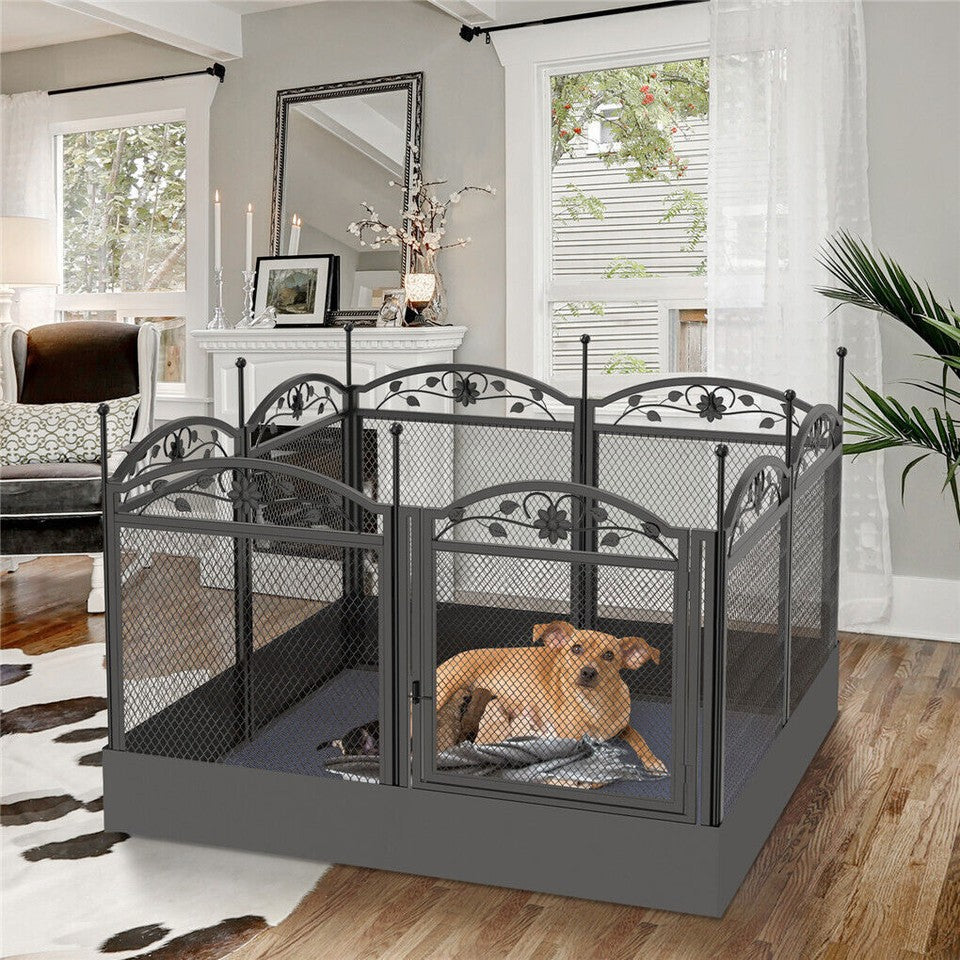 Dog Playpens & Gates: Fin Heavy Duty Dog Play Pen Enclosure Whelping Cage With Fertility Mat Puppy Playpen