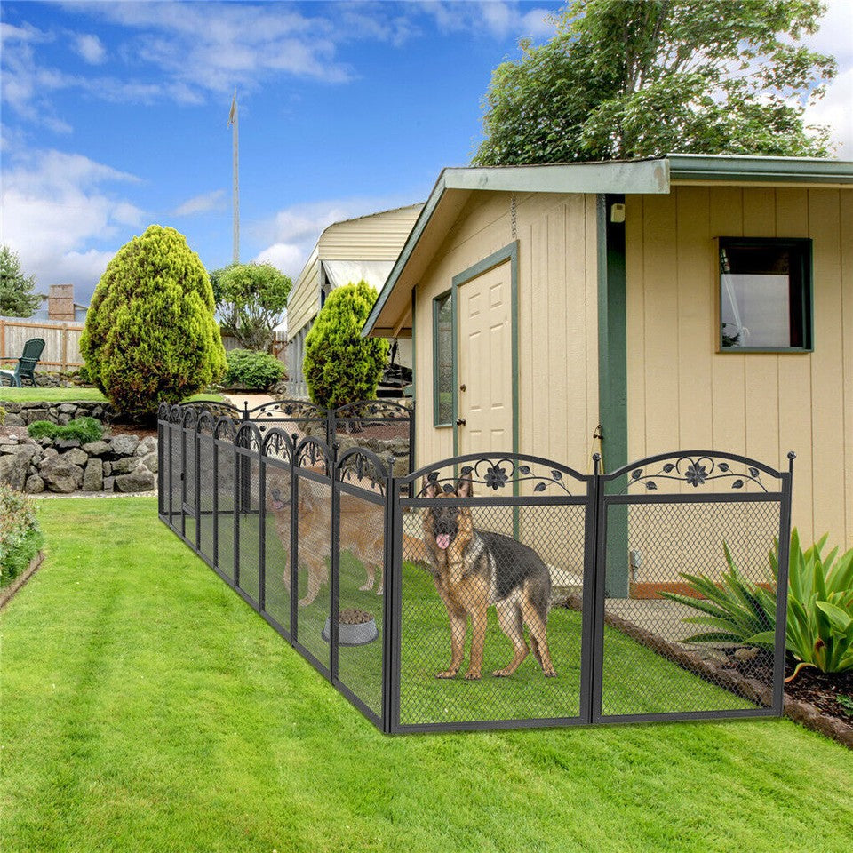 Dog Playpens & Gates: Fin Heavy Duty Dog Play Pen Enclosure Whelping Cage With Fertility Mat Puppy Playpen