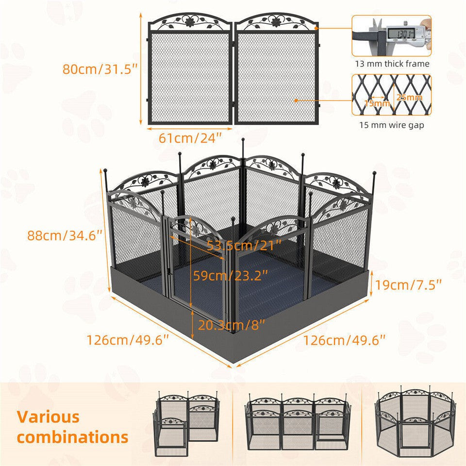 Dog Playpens & Gates: Fin Heavy Duty Dog Play Pen Enclosure Whelping Cage With Fertility Mat Puppy Playpen