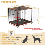 Small Animal Habitats & Cages: Anti-Bite Glass Indoor Dog Cage - Modern Furniture Style Dog Kennel End Table with Lockable Wheels and Double Doors