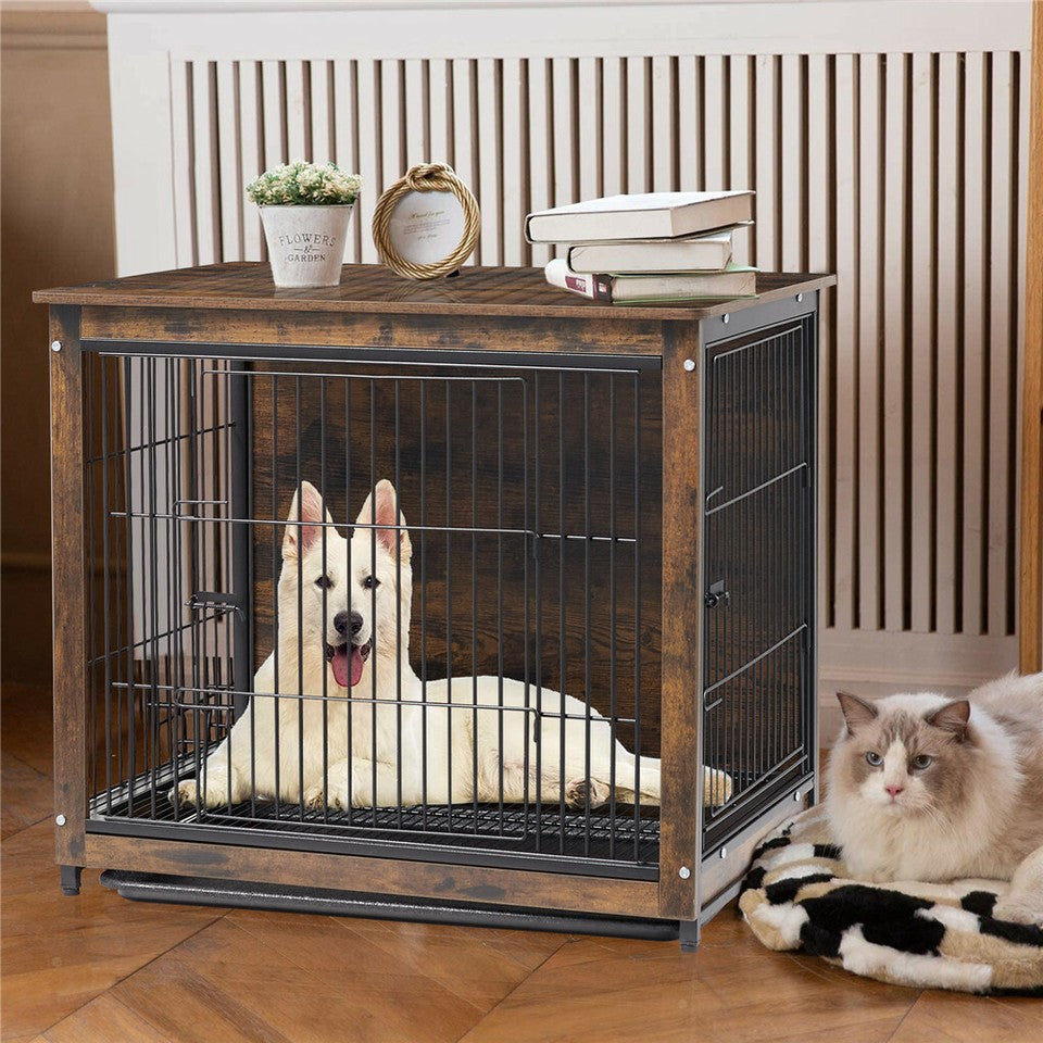 Dog Carriers & Crates: Wooden Pet Crate & Dog Cage End Table
