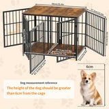 Dog Carriers & Crates: Fin 4 Doors Ultra Thicken Dog Crate Cage End Table Divided Dog Puppy Kennel F/ 2 Dog