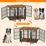 Dog Carriers & Crates: Fin 4 Doors Ultra Thicken Dog Crate Cage End Table Divided Dog Puppy Kennel F/ 2 Dog