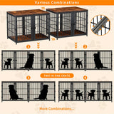 Dog Carriers & Crates: Fin 4 Doors Ultra Thicken Dog Crate Cage End Table Divided Dog Puppy Kennel F/ 2 Dog