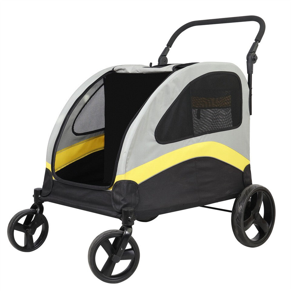 Dog Carriers & Crates: Two Dogs Stroller Divider Pet Travel Stroller Carrier One-key Folding Outdoor
