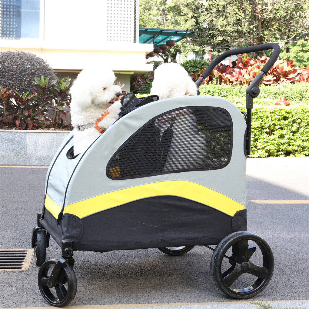 Dog Carriers & Crates: Two Dogs Stroller Divider Pet Travel Stroller Carrier One-key Folding Outdoor
