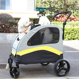 Dog Carriers & Crates: Two Dogs Stroller Divider Pet Travel Stroller Carrier One-key Folding Outdoor