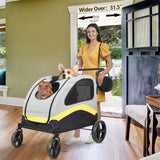 Dog Carriers & Crates: Two Dogs Stroller Divider Pet Travel Stroller Carrier One-key Folding Outdoor