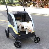 Dog Carriers & Crates: Two Dogs Stroller Divider Pet Travel Stroller Carrier One-key Folding Outdoor