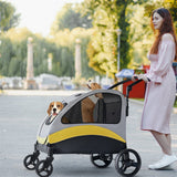 Dog Carriers & Crates: Two Dogs Stroller Divider Pet Travel Stroller Carrier One-key Folding Outdoor