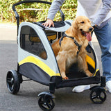 Dog Carriers & Crates: Large Dog Stroller Foldable Pet Pushchair with Doors