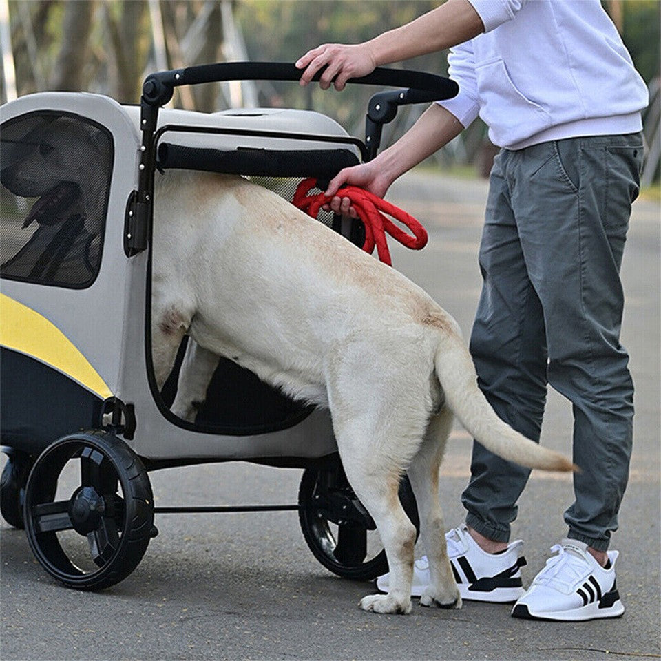 Dog Carriers & Crates: Large Dog Stroller Foldable Pet Pushchair with Doors