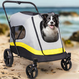 Dog Carriers & Crates: Large Dog Stroller Foldable Pet Pushchair with Doors