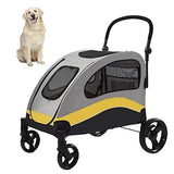 Dog Carriers & Crates: Large Dog Stroller Foldable Pet Pushchair with Doors