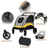 Dog Carriers & Crates: Large Dog Stroller Foldable Pet Pushchair with Doors