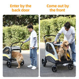 Dog Carriers & Crates: Large Dog Stroller Foldable Pet Pushchair with Doors