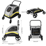 Dog Carriers & Crates: Large Dog Stroller Foldable Pet Pushchair with Doors