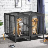 Giant Dog Cage Indoor Outdoor Super-Hard Metal Kennel Pet Playpen W Tray & Divider