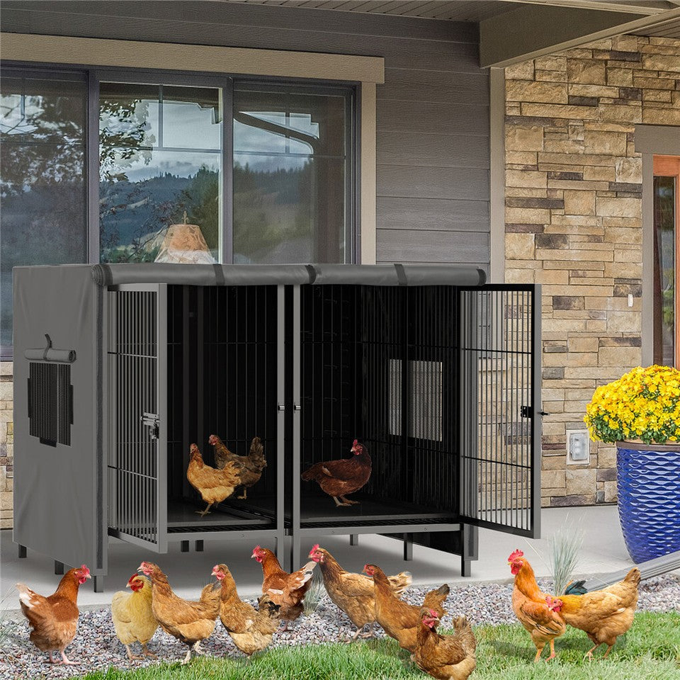 Giant Dog Cage Indoor Outdoor Super-Hard Metal Kennel Pet Playpen W Tray & Divider