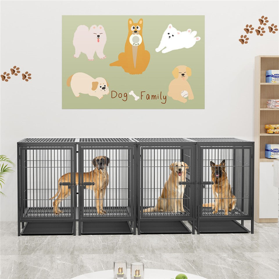 Giant Dog Cage Indoor Outdoor Super-Hard Metal Kennel Pet Playpen W Tray & Divider