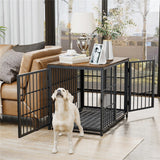 Dog Carriers & Crates: Sturdy Wooden Dog Crate with Storage Table
