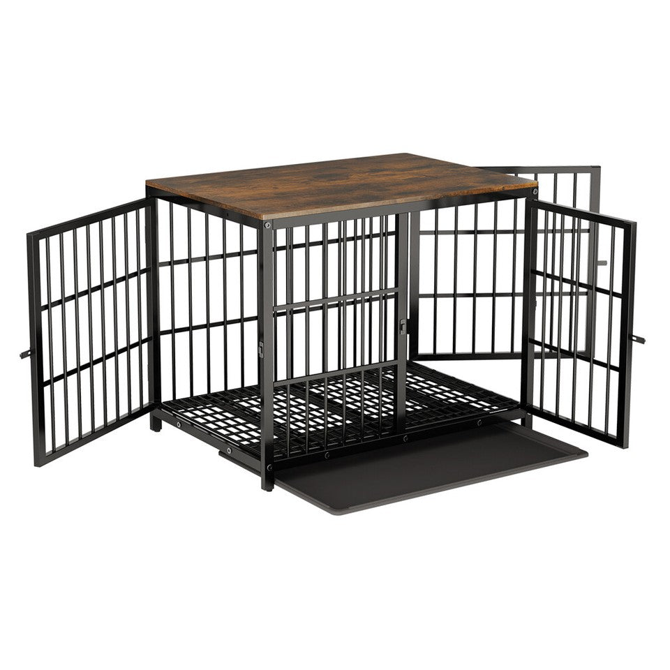 Dog Carriers & Crates: Sturdy Wooden Dog Crate with Storage Table