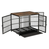 Dog Carriers & Crates: Sturdy Wooden Dog Crate with Storage Table