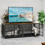 Dog Carriers & Crates: Sturdy Wooden Dog Crate with Storage Table