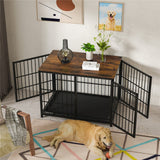 Dog Carriers & Crates: Sturdy Wooden Dog Crate with Storage Table