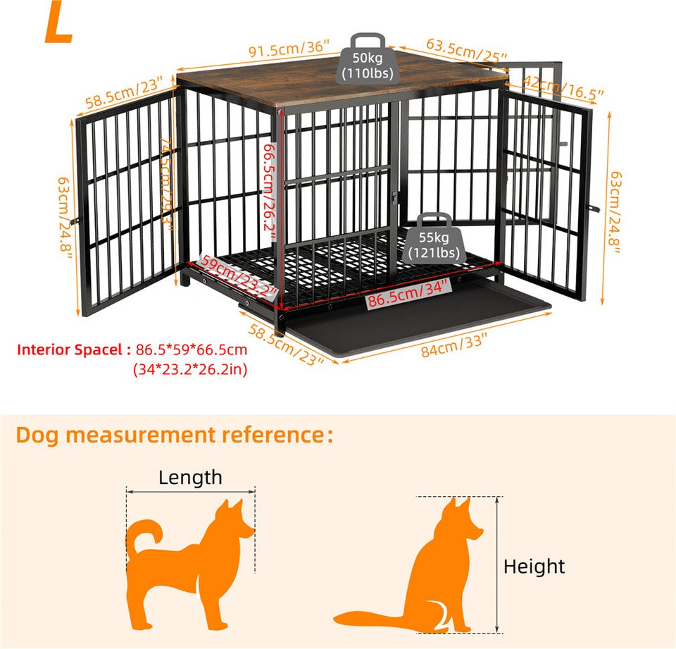 Dog Carriers & Crates: Sturdy Wooden Dog Crate with Storage Table