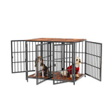 Dog Carriers & Crates: Indestructible Wooden Dog Crate Furniture With Divider For 2 Dogs Cage End Table