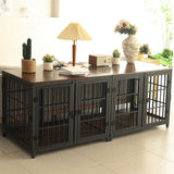 Dog Carriers & Crates: Indestructible Wooden Dog Crate Furniture With Divider For 2 Dogs Cage End Table
