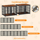 Dog Carriers & Crates: Indestructible Wooden Dog Crate Furniture With Divider For 2 Dogs Cage End Table