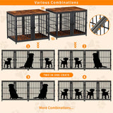 Dog Carriers & Crates: Indestructible Wooden Dog Crate Furniture With Divider For 2 Dogs Cage End Table